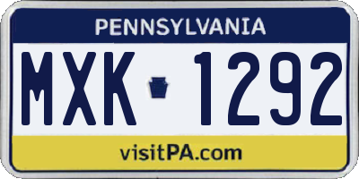 PA license plate MXK1292