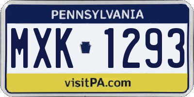 PA license plate MXK1293