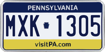 PA license plate MXK1305