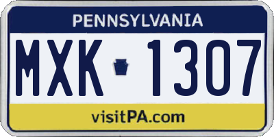 PA license plate MXK1307