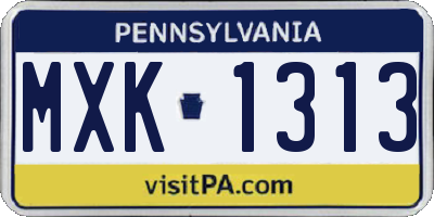 PA license plate MXK1313