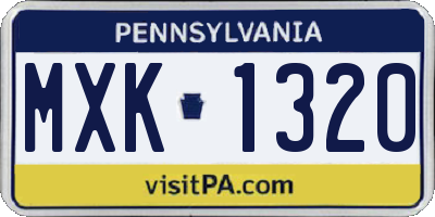 PA license plate MXK1320