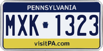 PA license plate MXK1323