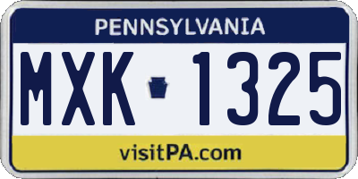 PA license plate MXK1325