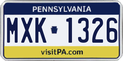 PA license plate MXK1326
