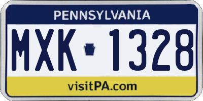 PA license plate MXK1328