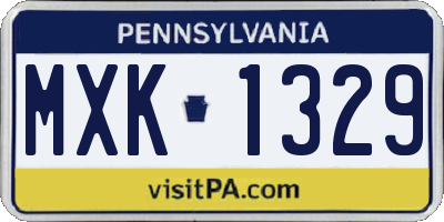 PA license plate MXK1329