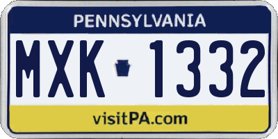 PA license plate MXK1332