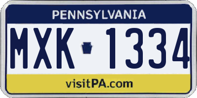 PA license plate MXK1334