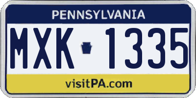 PA license plate MXK1335