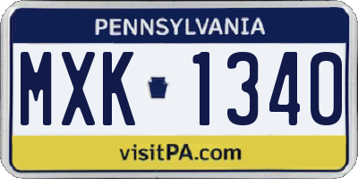 PA license plate MXK1340
