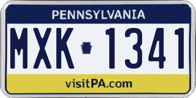 PA license plate MXK1341