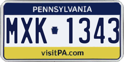 PA license plate MXK1343