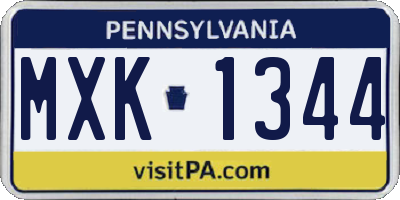 PA license plate MXK1344