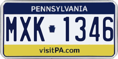 PA license plate MXK1346