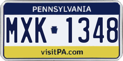 PA license plate MXK1348