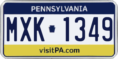 PA license plate MXK1349