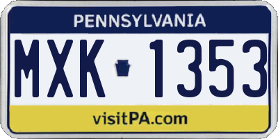 PA license plate MXK1353