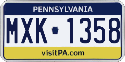 PA license plate MXK1358