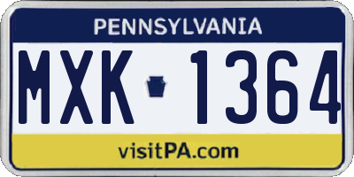 PA license plate MXK1364