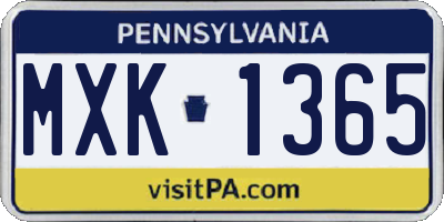 PA license plate MXK1365