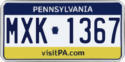 PA license plate MXK1367