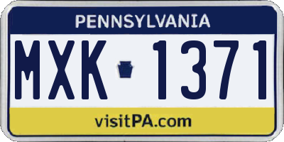 PA license plate MXK1371