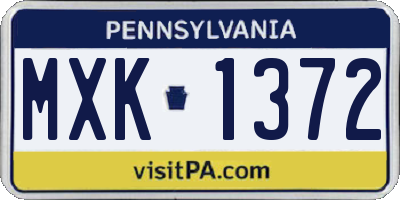 PA license plate MXK1372