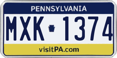 PA license plate MXK1374