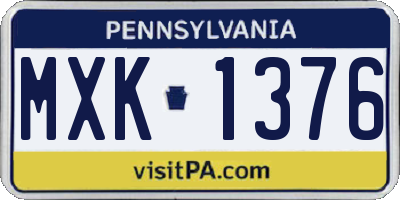 PA license plate MXK1376