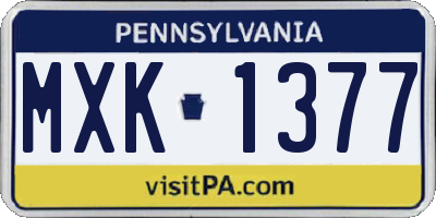 PA license plate MXK1377