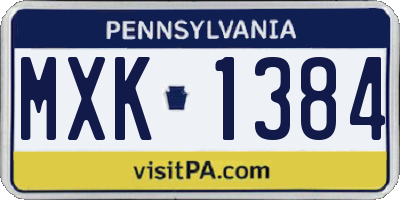PA license plate MXK1384