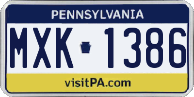 PA license plate MXK1386