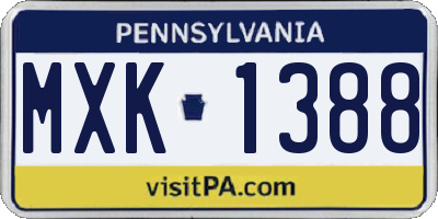 PA license plate MXK1388