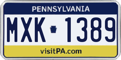PA license plate MXK1389