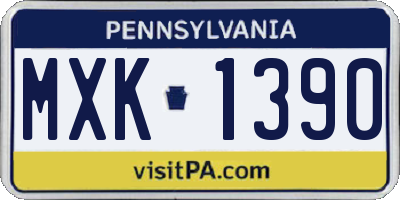 PA license plate MXK1390