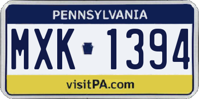 PA license plate MXK1394