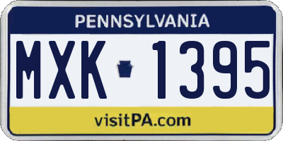 PA license plate MXK1395