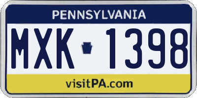 PA license plate MXK1398
