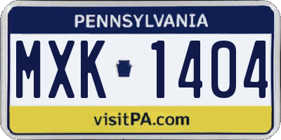 PA license plate MXK1404