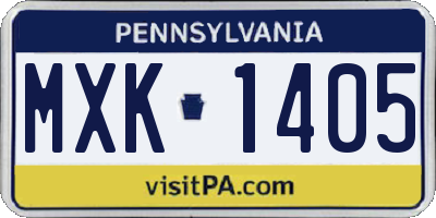 PA license plate MXK1405