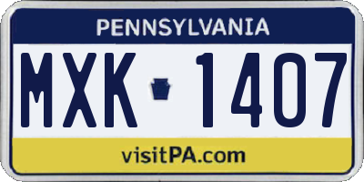 PA license plate MXK1407