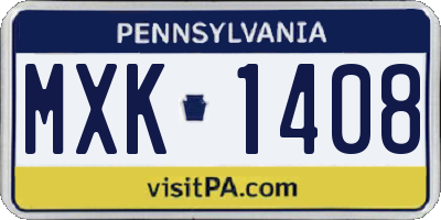 PA license plate MXK1408
