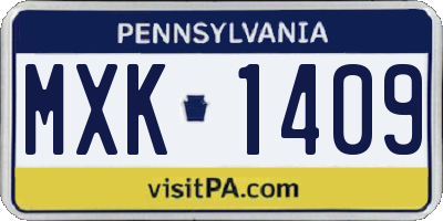 PA license plate MXK1409