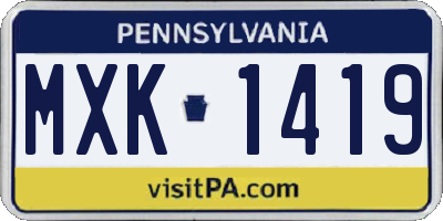 PA license plate MXK1419