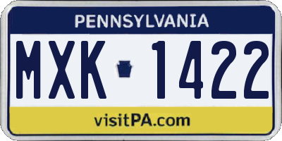 PA license plate MXK1422