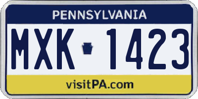 PA license plate MXK1423