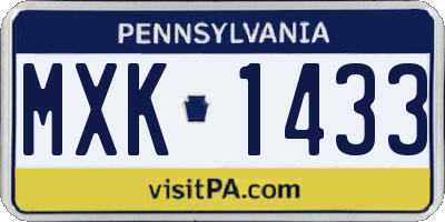 PA license plate MXK1433