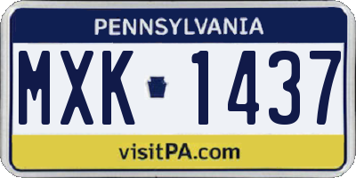 PA license plate MXK1437