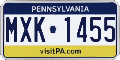 PA license plate MXK1455